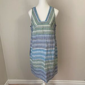 Tommy Bahama Linen Multicolor Striped Swim Cover-Up Dress Medium